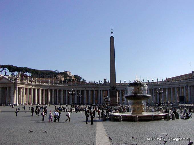 Fountain and obelisk in St. Peter's Square, Rome - Italy
