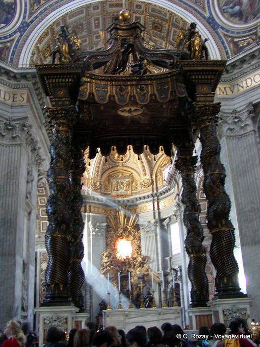 Transept of St. Peter's Basilica, Bernini's canopy twisted columns, Vatican, Rome - Italy