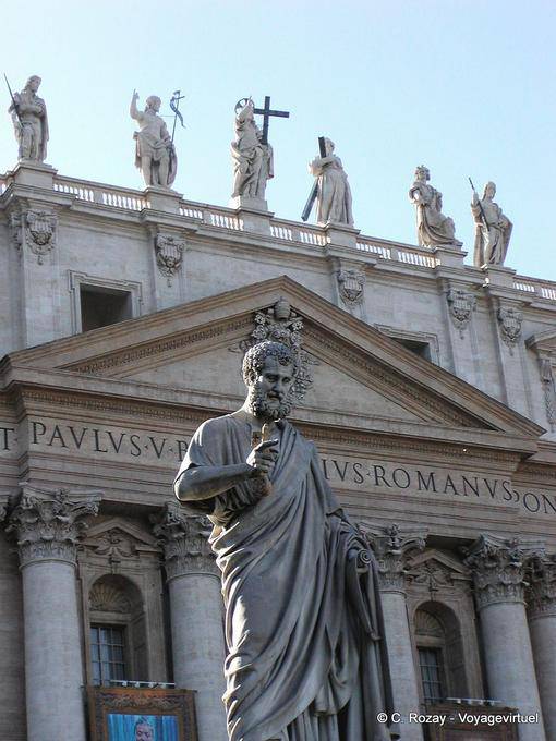 Statue in front of the facade of the Basilica, Vatican, Rome - Italy