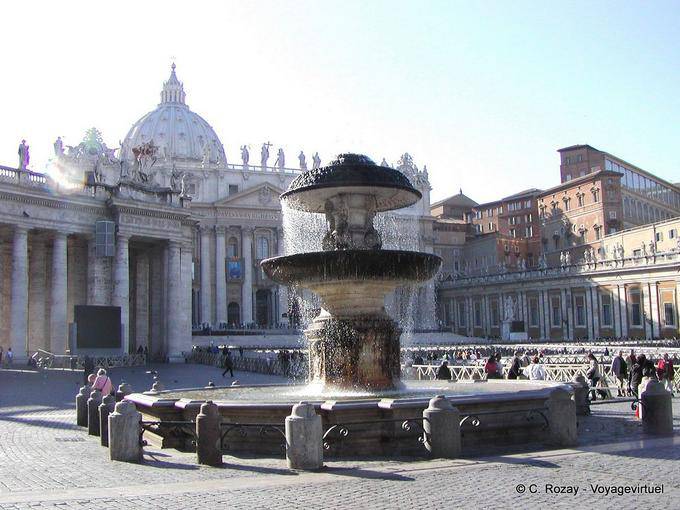Fountain on the St. Peter's Square, Vatican City, Rome - Italy