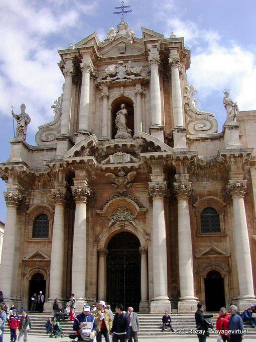 Cathedral facade rebuilt in Baroque style, Syracuse - Italy