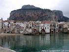 Kephaloidion rock overlooking the city, Cefalu, Italy.