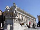 Statue of a Dioscurus atop the Cordonata, Piazza del Campidoglio, Rome, Italy.