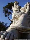 Foot statue, fountain of the goddess of Rome, People's Square, Italy.