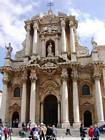 Cathedral facade rebuilt in Baroque style, Syracuse, Italy.