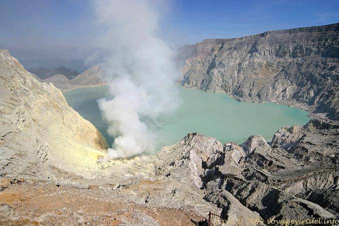Panorama of the acid lake Kawah Ijen, Java - Indonesia