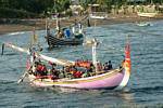 Traditional pink boat, Ketapang, Java, Indonesia.