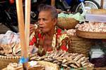Selling dried fish, good appetite, Banyuwangi, Java, Indonesia.