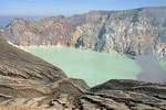 Crater and Lake Oval acid of a kilometer in length, Kawah Ijen, Java, Indonesia.