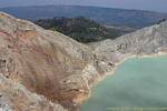 The dam built by the Dutch in the crater lake of Kawah Ijen, Java, Indonesia.
