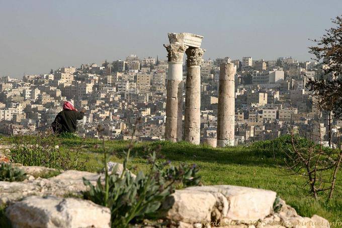 Columns of the Temple of Heracles overlooking the city, Amman - Jordan