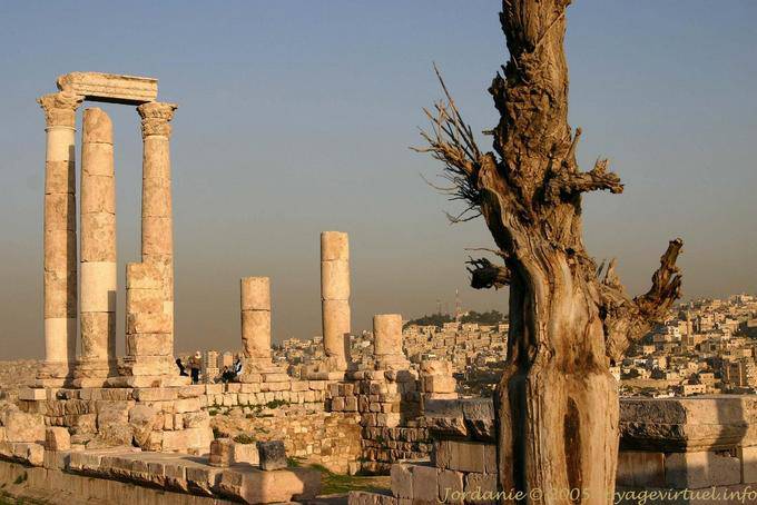 In the ruins of the temple of Heracles at sunset, Amman - Jordan