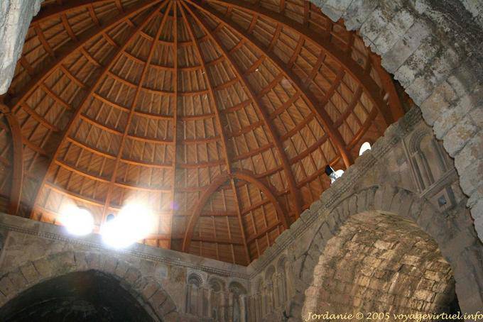 Inside the wooden dome of the Umayyad Palace, Amman Citadel, Amman - Jordan
