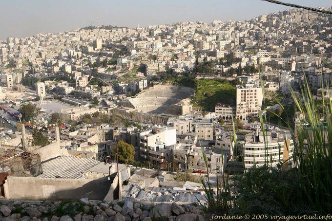 Amman, the city and the theater seen from the Citadel - Jordan