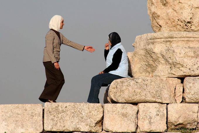 Outstretched hand, Jordanian youth on the Amman Citadel, Amman - Jordan