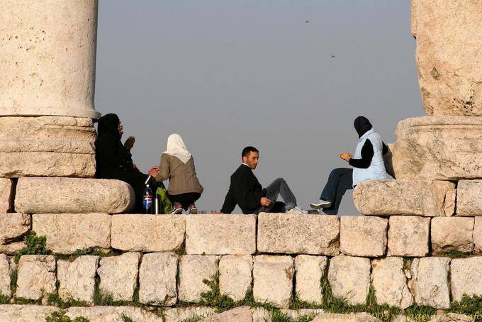Lunch in the ruins of the Temple of Hercules, Citadel, Amman - Jordan