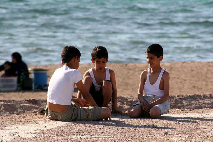 Children Playing on the Beach, Aqaba - Jordan