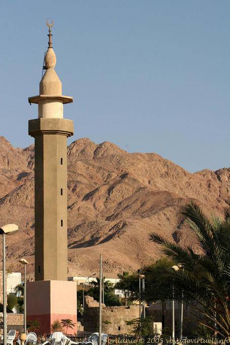 Mosque Minaret integrated into the landscape, Aqaba - Jordan
