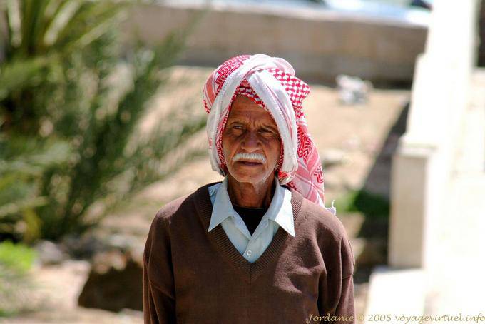 Portrait of the man wearing a keffiyeh, Aqaba - Jordan