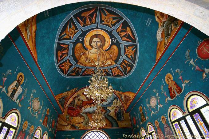 Paintings on the ceiling and walls of the Orthodox Church of Bethany - Jordan