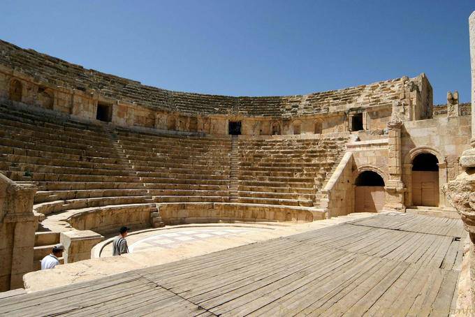 The intimate theater seen from its northern scene, Jerash - Jordan