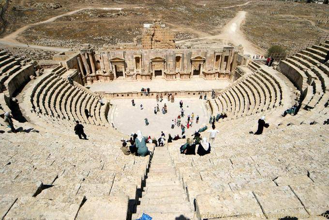 Panoramic theater south from the top of diazoma, Jerash - Jordan