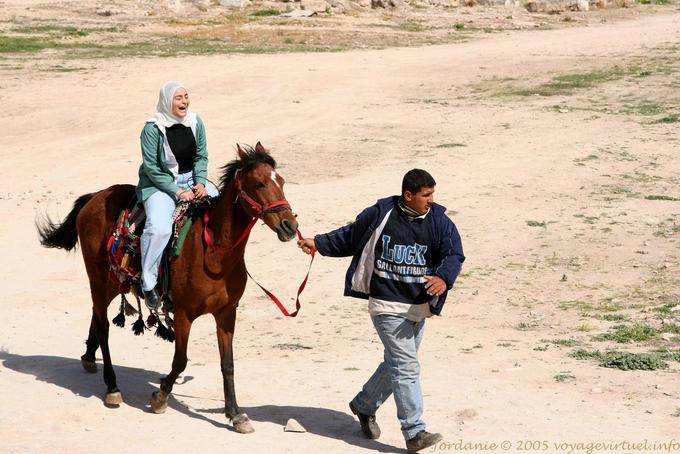 Woman on horseback, Hippodrome, Jerash - Jordan