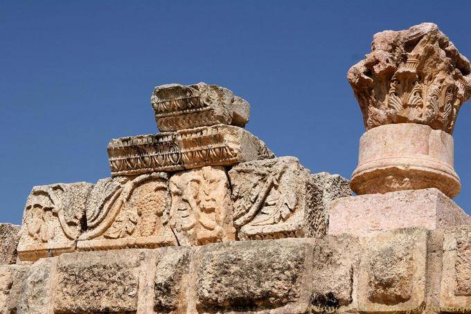 Frieze sculptures in the temple of Zeus, Jerash - Jordan