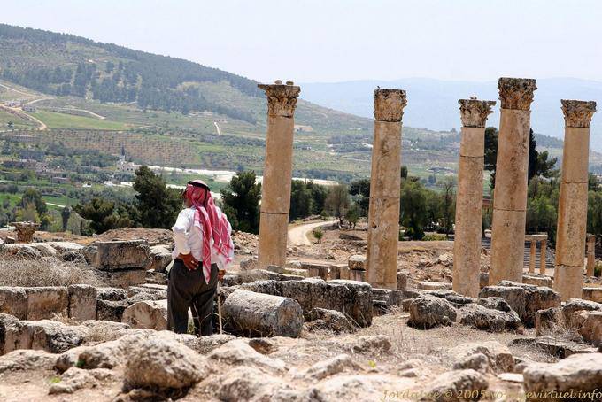 Man in kefieh admiring the scenery, Jerash - Jordan