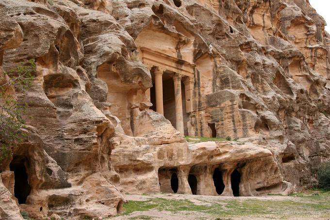 Tomb inlaid in mineral apocalypse, Siq al-Barid, Little Petra - Jordan