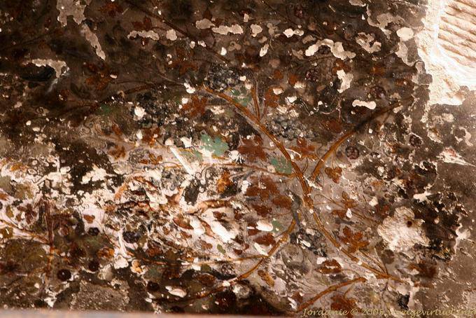 Cave painting in a room carved into the rock, Little Petra - Jordan