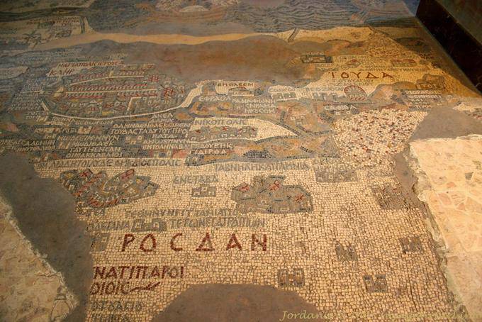 Right side of the mosaic, Church of the map, Madaba - Jordan