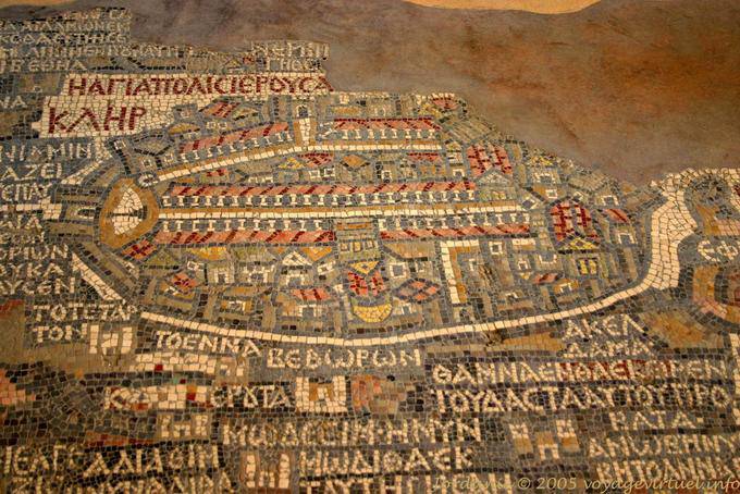 Ancient mosaic map of Jerusalem, Madaba - Jordan