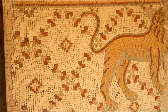 Lion, partial view of a mosaic, Madaba - Jordan