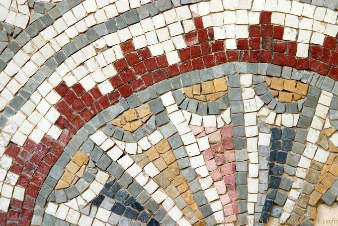 Close-up on a polychrome mosaics, Madaba - Jordan