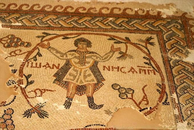 Basilica of Mount Nebo, detail of the mosaic dating from 530 - Jordan