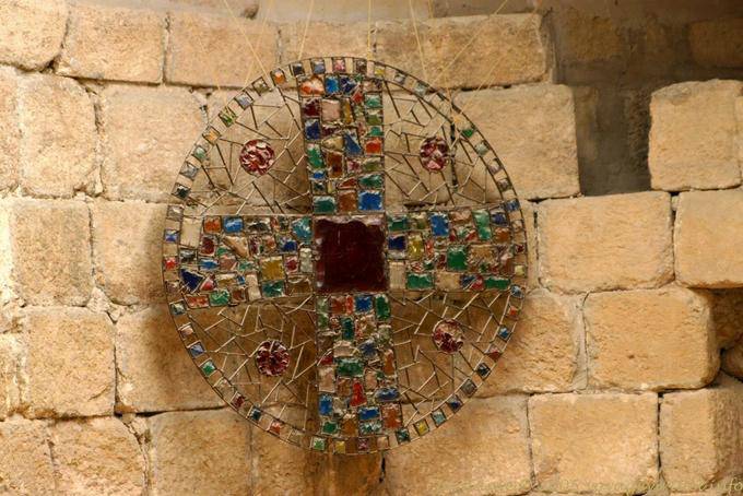 Cross with colored stones, Memorial of Moses, Mount Nebo - Jordan
