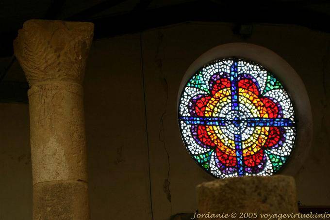 Stained glass window in the church, Mount Nebo - Jordan