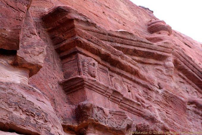 On the way to the Monastery, pediment detail Triclinium lions, Petra - Jordan