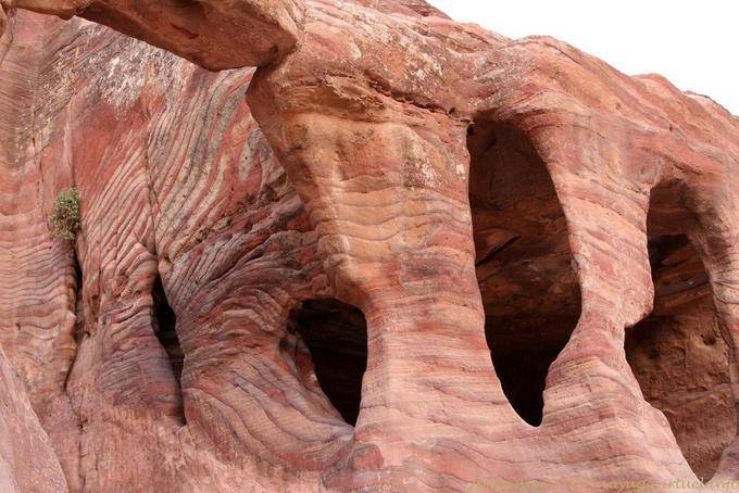 Pink color characteristic of sedimentary rocks of Petra, Al-Khubta - Jordan
