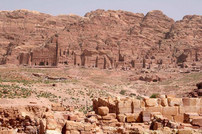 Overview of the royal tombs in the cliff, Petra Khubta - Jordan