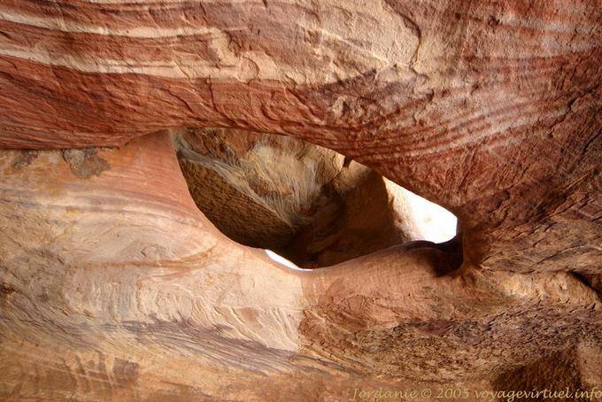 Shapes and natural colors of the rock inside the cliff, Petra Khubta - Jordan