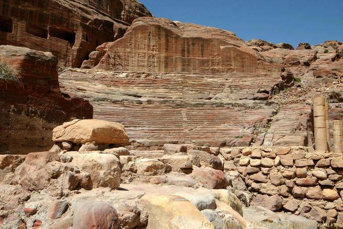 Remains of the theater damaged by an earthquake in 363, Petra Khubta - Jordan
