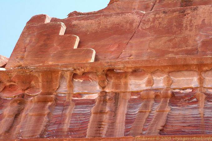 Close-up on top of a tomb on the Street of Facades, Petra Khubta - Jordan