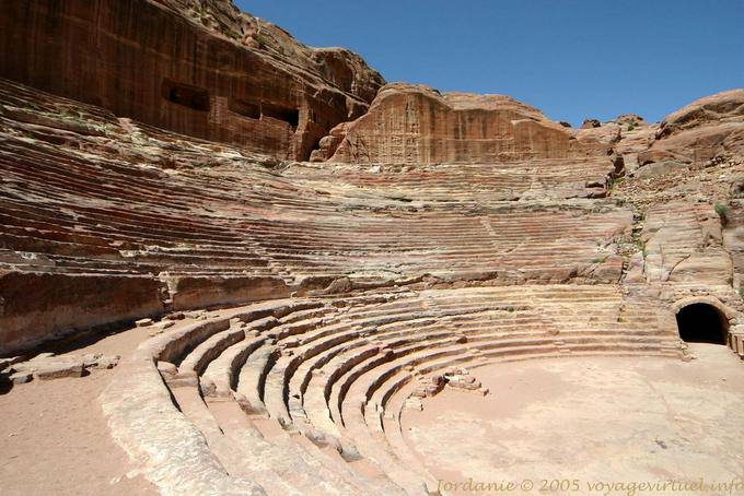 Rows of the theater at the foot of in-Nejr, Petra Khubta - Jordan