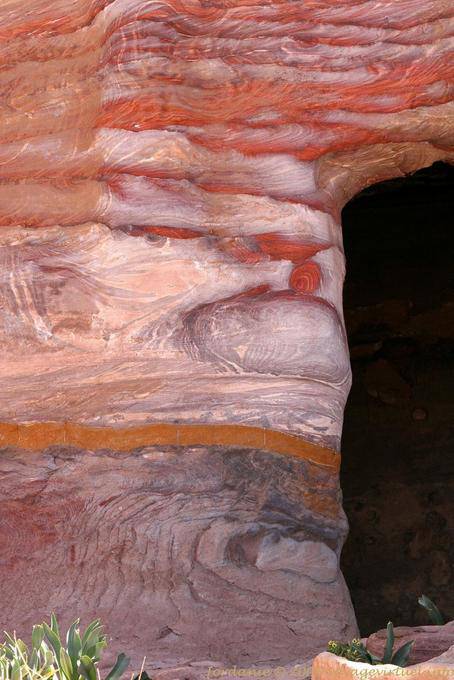 Stack of layers at the entrance to a tomb, Petra Khubta - Jordan