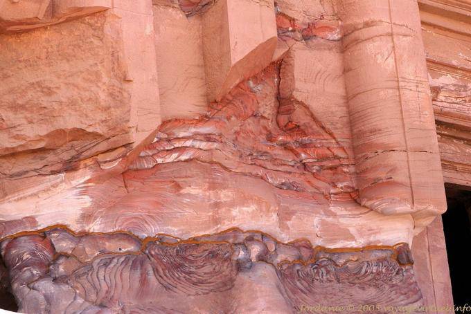 Detailed effects of erosion in the theater, Petra Khubta - Jordan