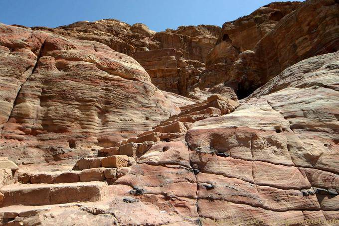 Stone steps leading to the landmark, Petra Khubta - Jordan