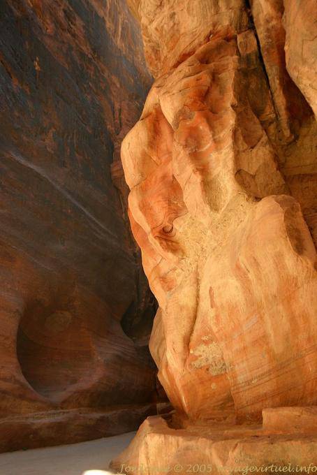 Rock lit by the sun, Petra Siq - Jordan