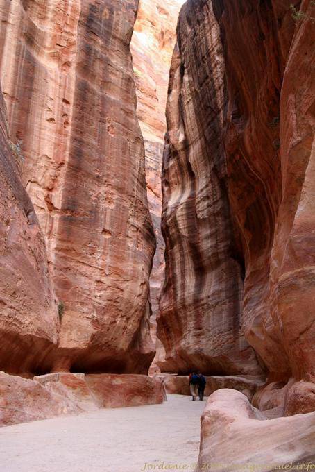 The closeness of the Siq canyon, reaching in places hundred meters high, Petra - Jordan